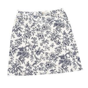 Talbots Flower Printed Denim Pencil Skirt Blue White Size 6 MINT